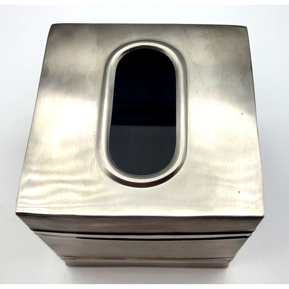 Paradigm Chrome Tissue Box Cover Made in India 5x5x5.5" NEW with Tag - Picture 3 of 8